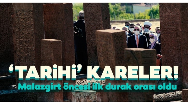 Başkan Erdoğan'dan Malazgirt Zaferi kutlamaları öncesi Ahlat Selçuklu Meydan Mezarlığı'na ziyaret.