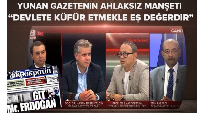 Lağım çukuru Yunan gazetesinin attığı alçak manşete Başkan Recep Tayyip Erdoğan'dan suç duyurusu.