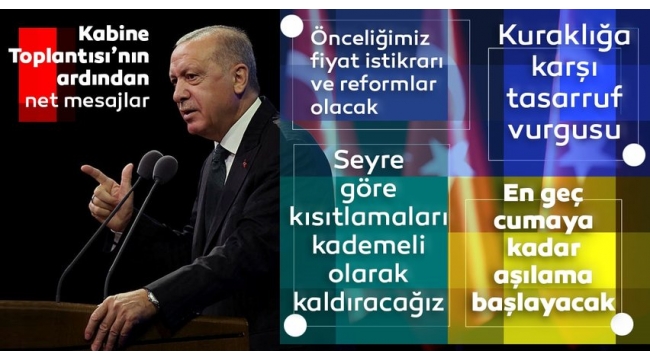 Son dakika: Başkan Erdoğan kritik kabine toplantısı sonrasında açıklamalarda bulundu! Aşılama ne zaman başlıyor? Kısıtlamalar kalktı mı?...