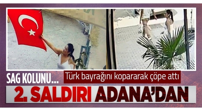 İkinci saldırı! Bir kadın iş yerine asılı Türk bayrağını kopararak çöpe attı 