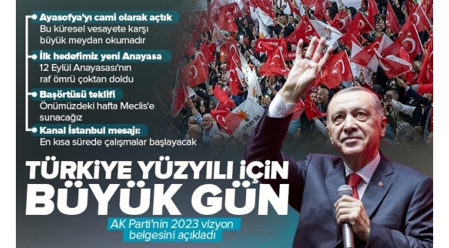 Türkiye'nin Yüzyılı" için büyük gün! Başkan Erdoğan vizyon belgesini açıkladı: İlk hedefimiz yeni anayasa 