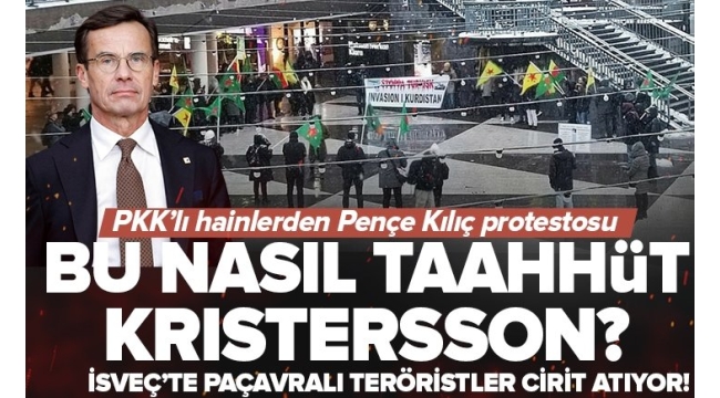 İsveç'te PKK yandaşları cirit atıyor! Pençe-Kılıç Hava Harekatı'nı protesto edip paçavralara sarıldılar 