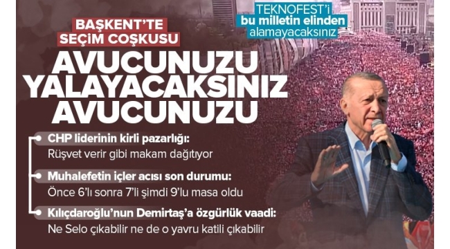 Başkan Erdoğan'dan 7'li koalisyon ve Kılıçdaroğlu'na net mesaj: Bu milletin elinden TEKNOFEST'i Kızılelma'yı alamazsınız 