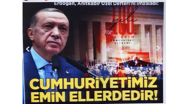 Başkan Erdoğan'dan "Cumhuriyetin 100'üncü yıl dönümü" mesajı: Cumhuriyetimizi daha da güçlendirerek yeni asrına hazırlamanın gayreti içindeyiz 