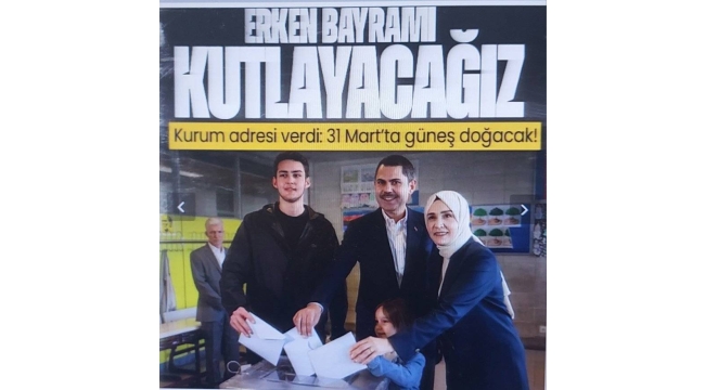 Cumhur İttifakı İstanbul Büyükşehir Belediye Başkan adayı Murat Kurum oyunu kullandı: "31 Mart'ta güneş doğacak"