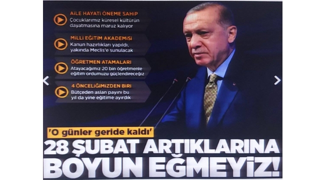 Başkan Erdoğan'dan 28 Şubat artıklarına uyarı: O günler geride kaldı | Milli Eğitim Akademisi geliyor